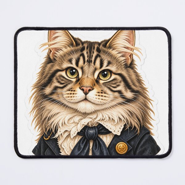 Item preview, Regal Maine Coon Cat – Vintage Aristocratic Cat Portrait Sticker designed and sold by ChicClicker.