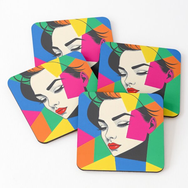 Item preview, Popart Female portrait Geometric Shapes designed and sold by ZanyPaintbrush.
