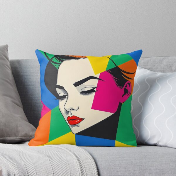 Item preview, Popart Female portrait Geometric Shapes designed and sold by ZanyPaintbrush.