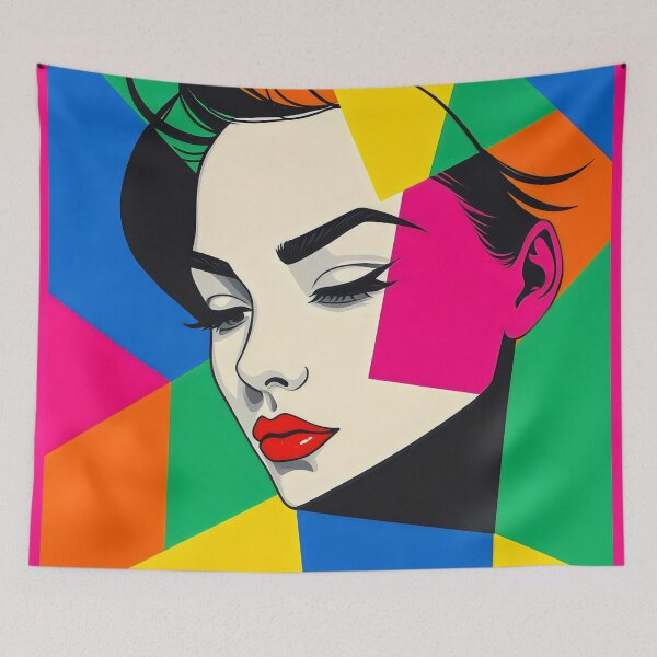 Item preview, Popart Female portrait Geometric Shapes designed and sold by ZanyPaintbrush.