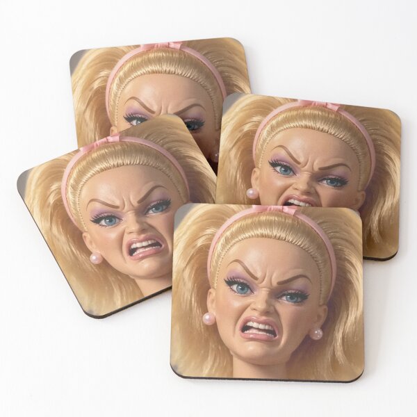 Item preview, Funny Angry Blonde Doll Gritting Teeth Stank Face Meme designed and sold by Devilians92.