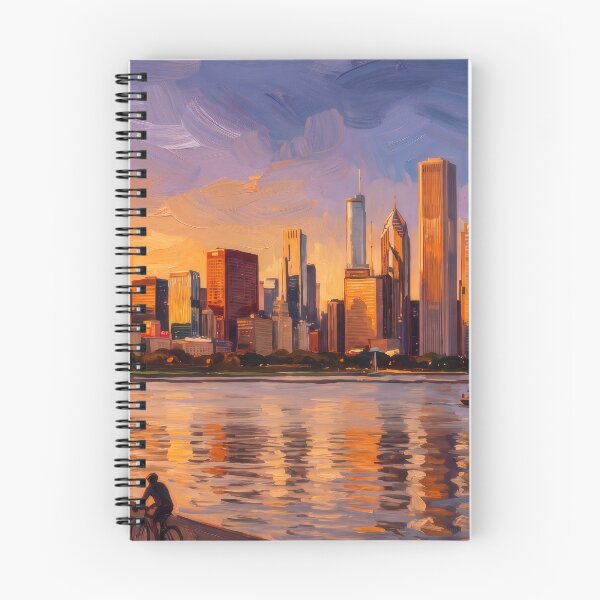 Item preview, Chicago Skyline Glowing Over Lake Michigan designed and sold by RedPeaStudio.