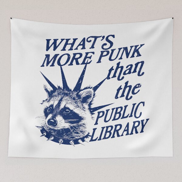 Item preview, Whats more punk than the public library, Support Public Libraries, vintage funny raccoon designed and sold by dariakustocr.