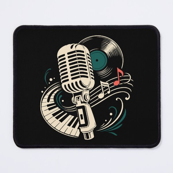 Item preview, Microphone with record and piano music vintage designed and sold by Christine Krahl.