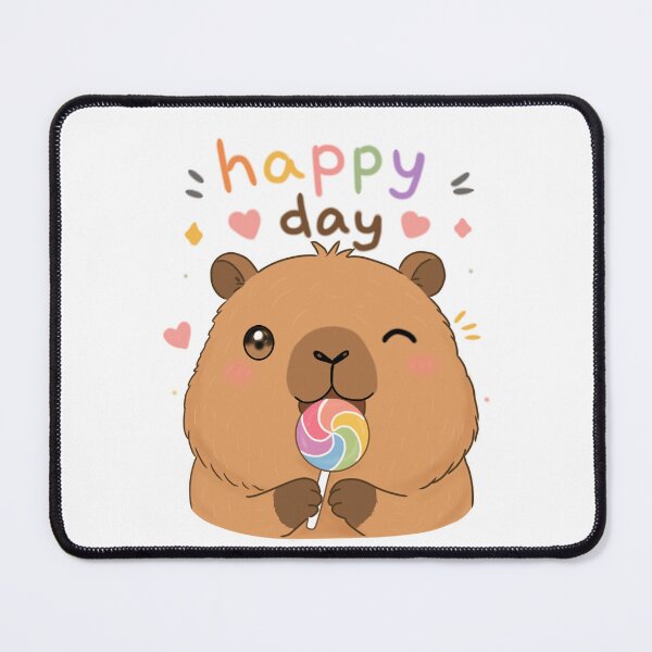 Item preview, Cute Capybara Happy Day – Adorable Lollipop Lover designed and sold by FennyWijayaMomo.