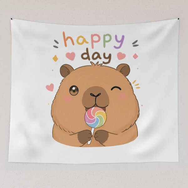 Item preview, Cute Capybara Happy Day – Adorable Lollipop Lover designed and sold by FennyWijayaMomo.