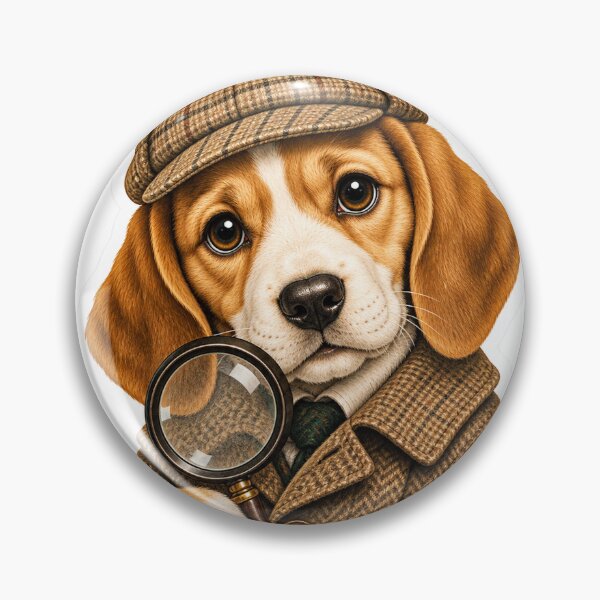 Item preview, Cute Beagle Detective – Vintage Sherlock Dog with Magnifying Glass Sticker designed and sold by ChicClicker.