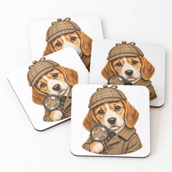 Item preview, Cute Beagle Detective – Vintage Sherlock Dog with Magnifying Glass Sticker designed and sold by ChicClicker.
