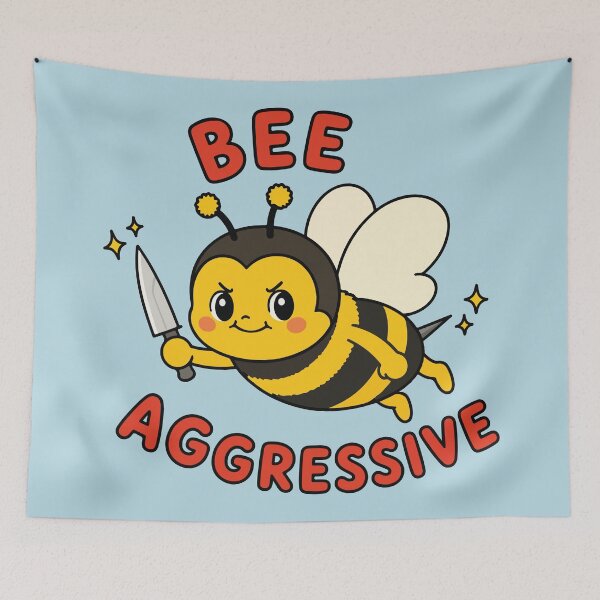 Item preview, Bee Aggressive Cute Angry Bee With Knife designed and sold by BrownHorse90s.