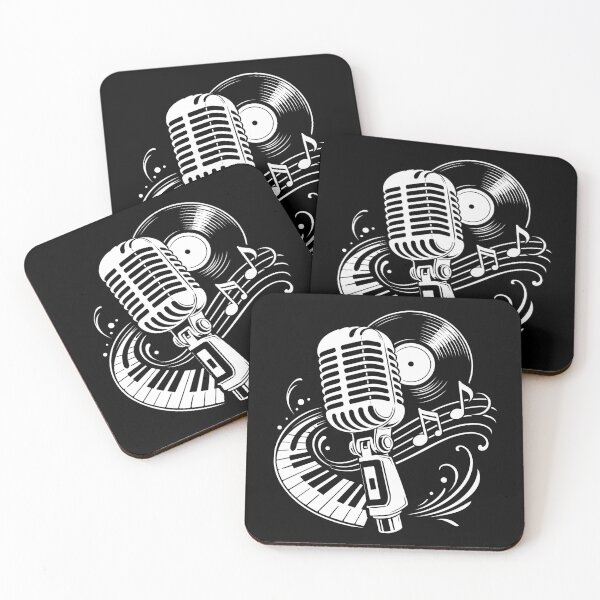 Item preview, Microphone with record and piano music vintage designed and sold by Christine Krahl.