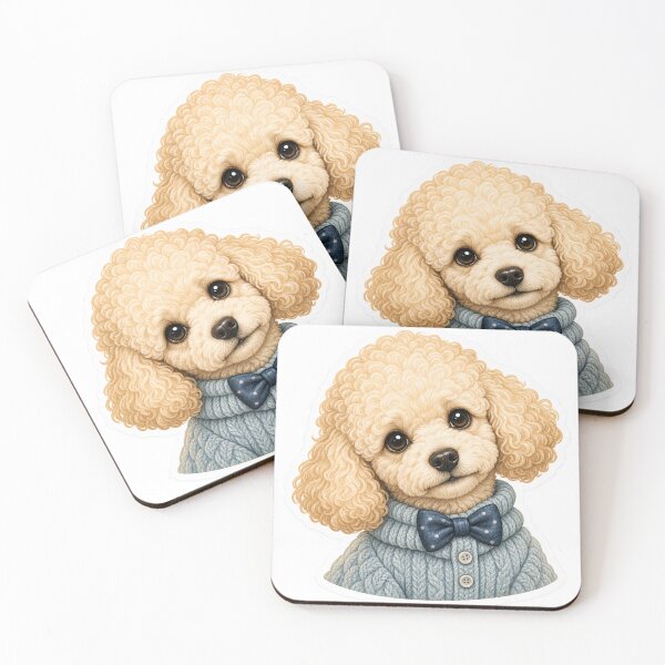 Item preview, Cute Poodle in Blue Sweater – Cozy Vintage Dog Sticker designed and sold by ChicClicker.
