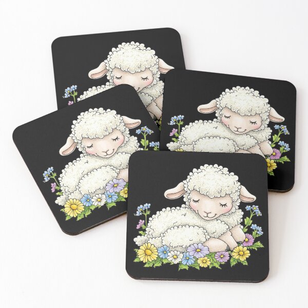 Item preview, Sleeping Lamb Among Colorful Flowers designed and sold by sreabby.
