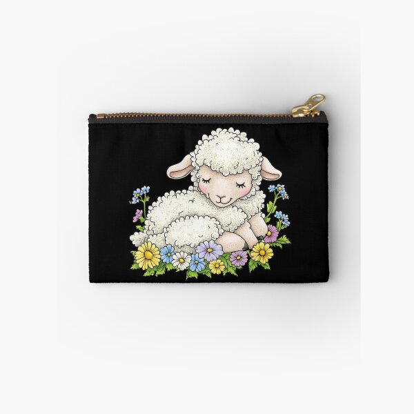 Item preview, Sleeping Lamb Among Colorful Flowers designed and sold by sreabby.