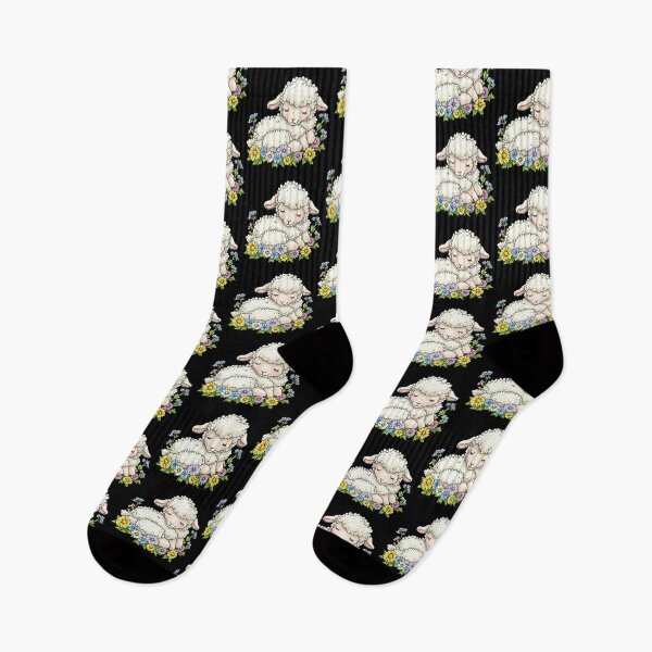 Item preview, Sleeping Lamb Among Colorful Flowers designed and sold by sreabby.