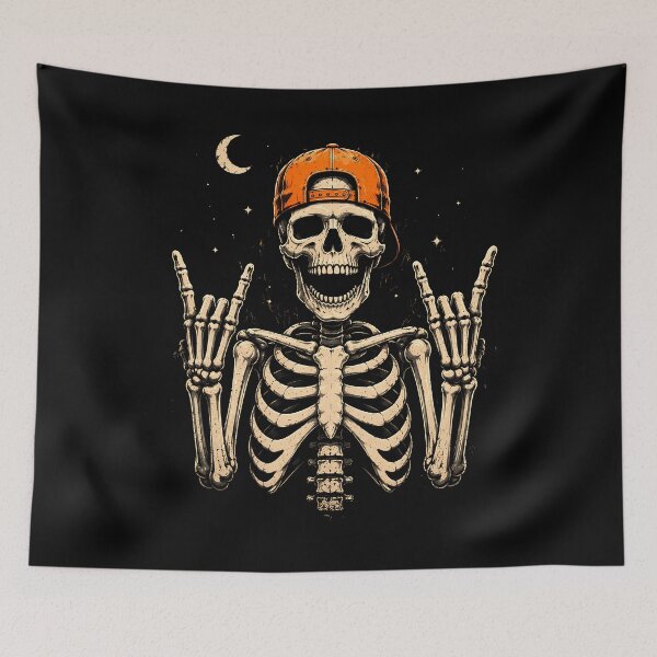 Item preview, Cool Skeleton with Cap and Rock On Gesture Halloween designed and sold by rafaeltto.
