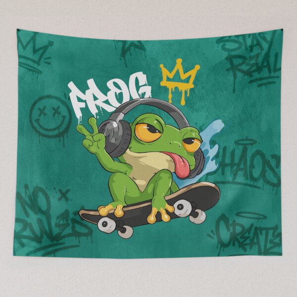 Item preview, Kickflip Croak – Frog Skateboarding Street Art Sticker designed and sold by Smuchie.