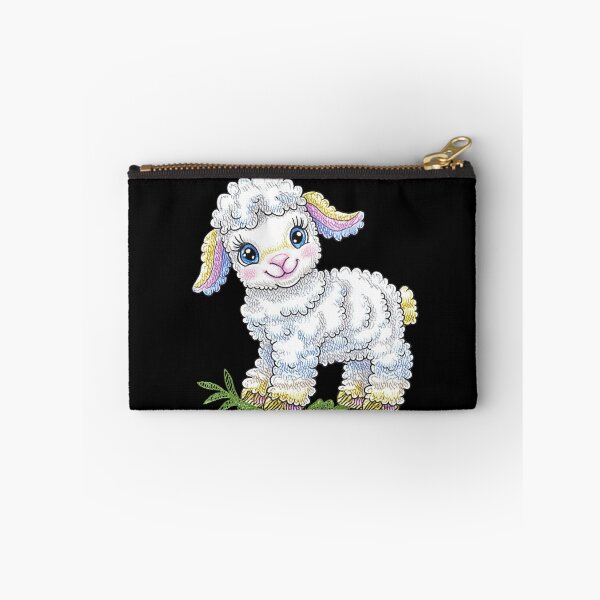 Item preview, Adorable Cartoon Lamb on Black designed and sold by sreabby.