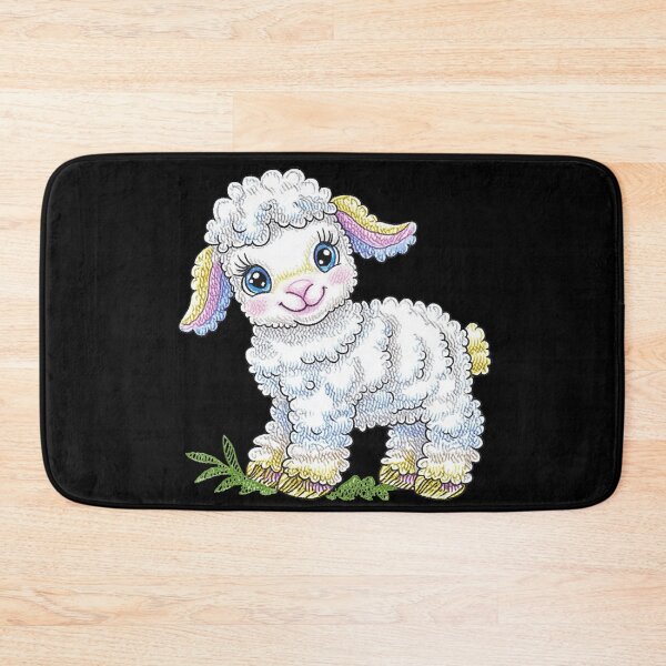Item preview, Adorable Cartoon Lamb on Black designed and sold by sreabby.