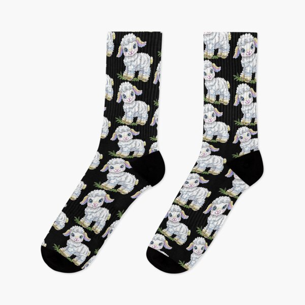 Item preview, Adorable Cartoon Lamb on Black designed and sold by sreabby.