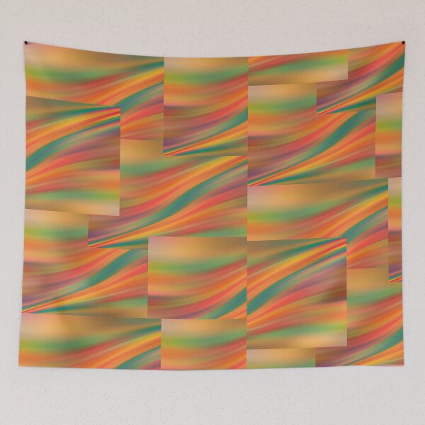 Item preview, Wavy Orange and Green Abstract Wave Pattern Art designed and sold by NikBrin Prevail .