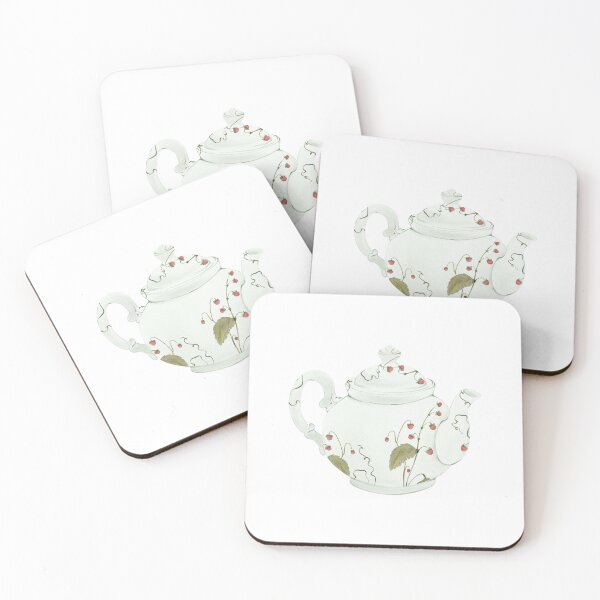 Item preview, Watercolor Strawberry Porcelain Teapot with Trailing Vines designed and sold by Sagi Jane Art.