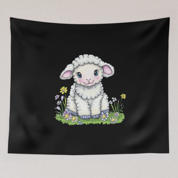 Item preview, Cute Lamb Sitting in Flowers designed and sold by sreabby.