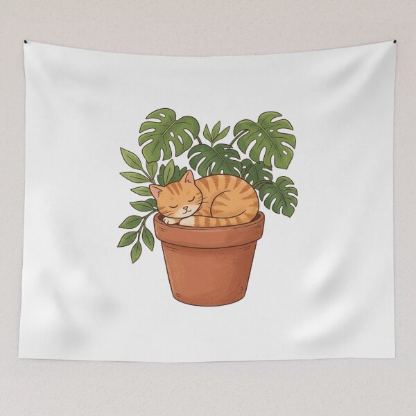 Item preview, Monstera Cat Flowerpot T-Shirt, Cozy Plant Lady & Tabby Cat Graphic Tee designed and sold by KreatoLab.