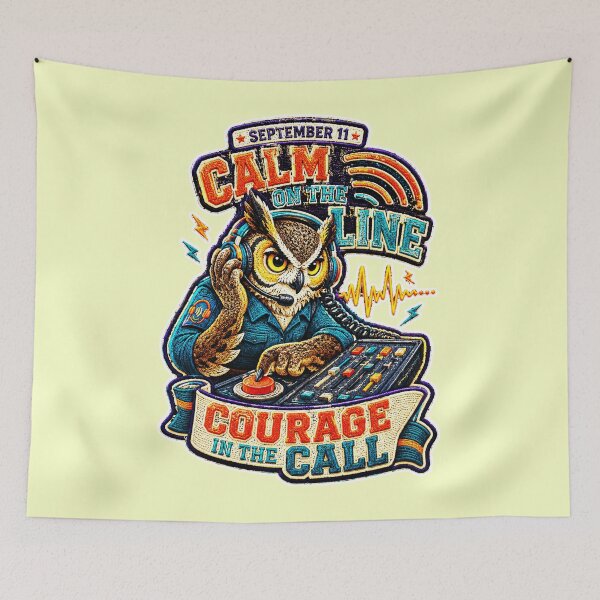Item preview, September 11 Owl Dispatcher – Calm on the Line Embroidery Design designed and sold by Jaani-T.