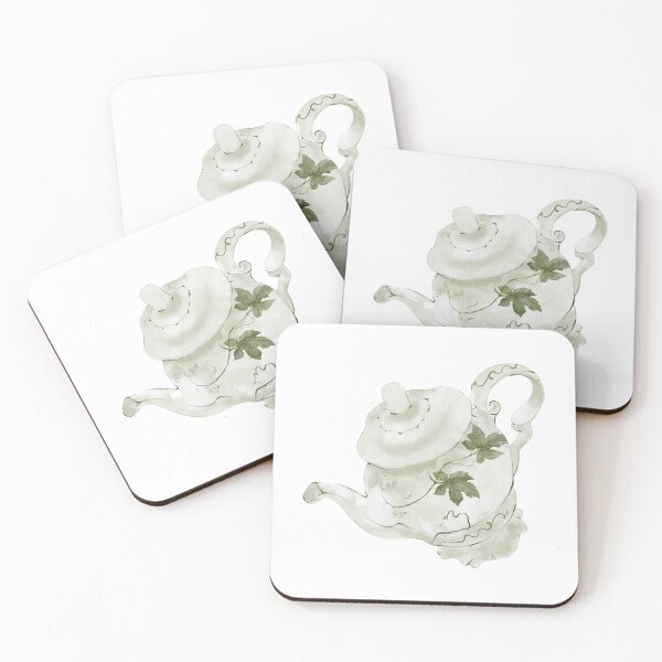 Item preview, Watercolor Green Porcelain Teapot with Botanical Vine Motifs designed and sold by Sagi Jane Art.