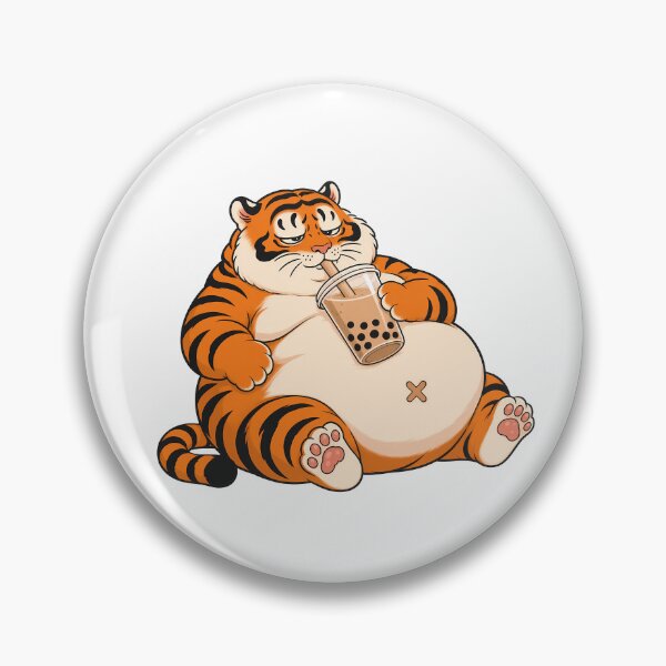Item preview, Sleepy Chubby Tiger Sipping Boba Tea designed and sold by aigcx.