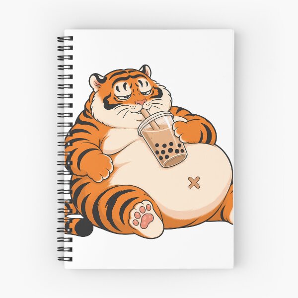 Item preview, Sleepy Chubby Tiger Sipping Boba Tea designed and sold by aigcx.