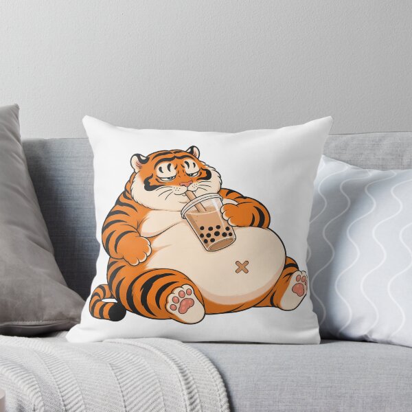 Item preview, Sleepy Chubby Tiger Sipping Boba Tea designed and sold by aigcx.