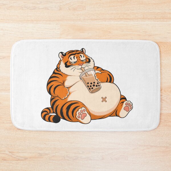 Item preview, Sleepy Chubby Tiger Sipping Boba Tea designed and sold by aigcx.