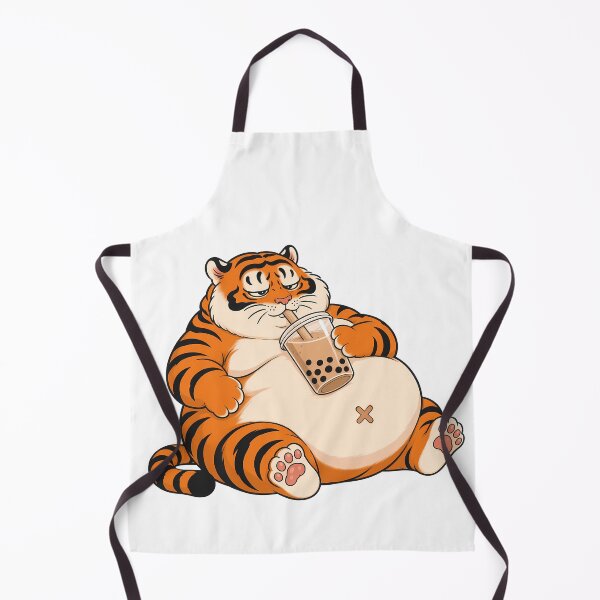 Item preview, Sleepy Chubby Tiger Sipping Boba Tea designed and sold by aigcx.