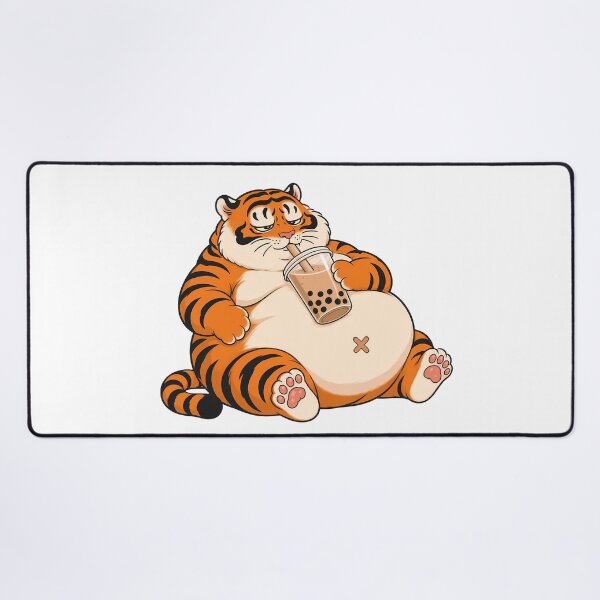 Item preview, Sleepy Chubby Tiger Sipping Boba Tea designed and sold by aigcx.