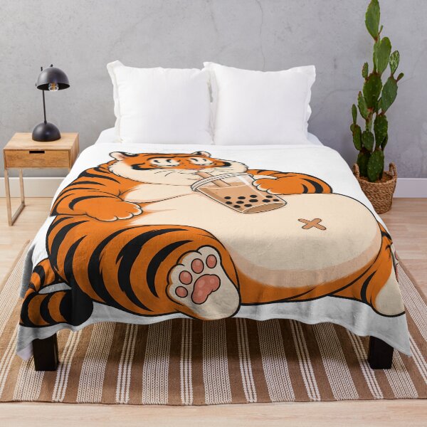 Item preview, Sleepy Chubby Tiger Sipping Boba Tea designed and sold by aigcx.
