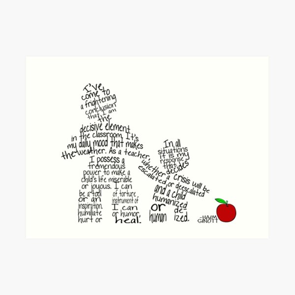 Haim Ginott - I've come to a frightening conclusion... (in black) Art Print