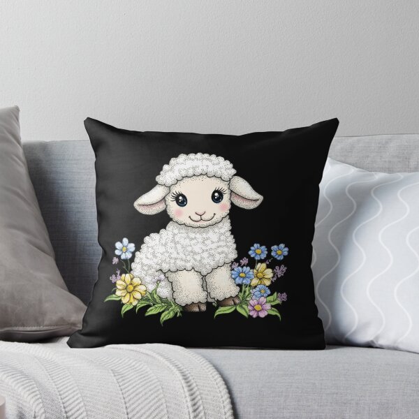 Item preview, Cute Lamb with Flowers designed and sold by sreabby.