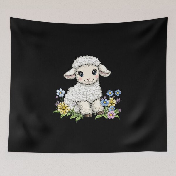 Item preview, Cute Lamb with Flowers designed and sold by sreabby.