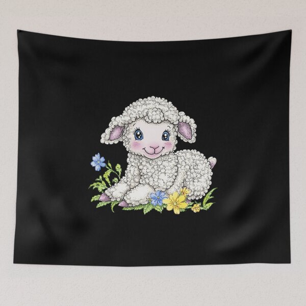 Item preview, Adorable Lamb with Flowers designed and sold by sreabby.