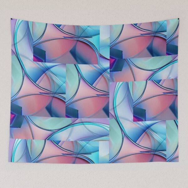 Item preview, Blue and Pink Abstract Wavy Flow Pattern Art designed and sold by NikBrin Prevail .