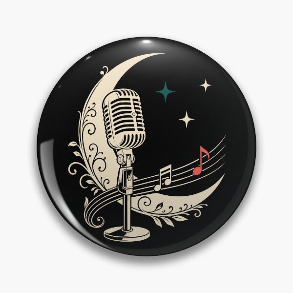 Item preview, Microphone with crescent moon and musical notes Celestial Vintage designed and sold by Christine Krahl.
