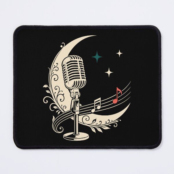 Item preview, Microphone with crescent moon and musical notes Celestial Vintage designed and sold by Christine Krahl.