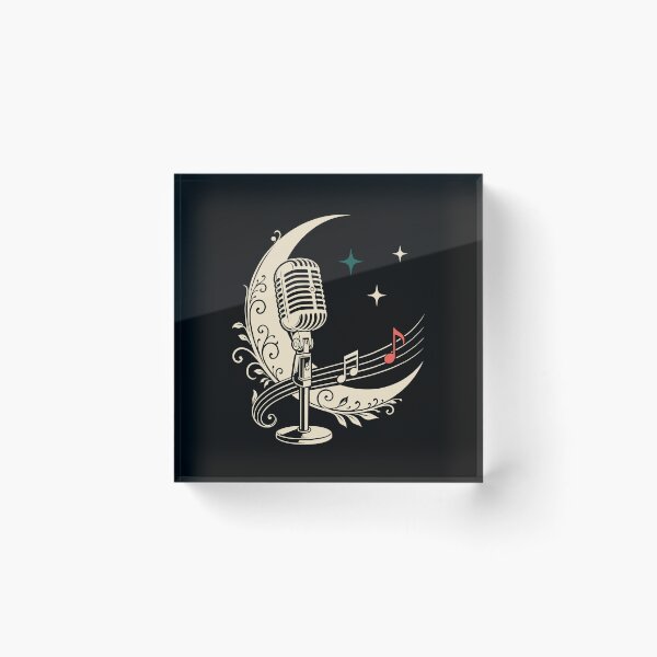 Item preview, Microphone with crescent moon and musical notes Celestial Vintage designed and sold by Christine Krahl.