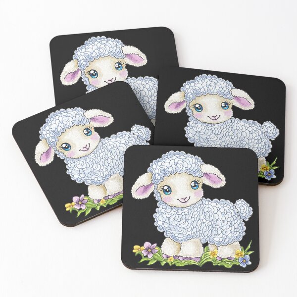 Item preview, Cute Fluffy Lamb on Dark Background designed and sold by sreabby.