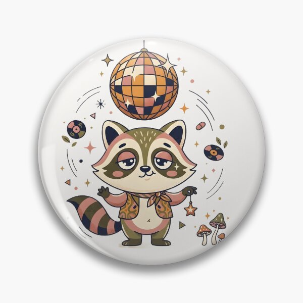 Item preview, Sleepy Disco Raccoon Vintage 70s Groovy Animal Illustration designed and sold by MCV-Designs.