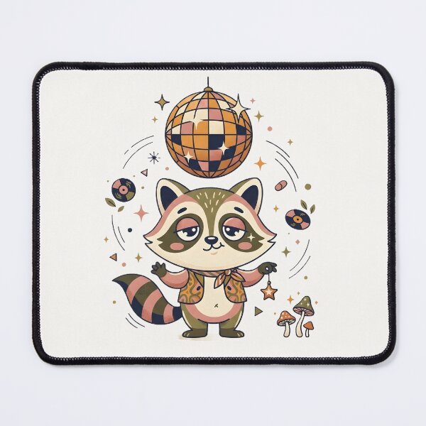 Item preview, Sleepy Disco Raccoon Vintage 70s Groovy Animal Illustration designed and sold by MCV-Designs.