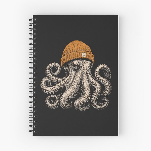 Item preview, Octopus Wearing Orange Beanie Vintage Cozy Winter  designed and sold by Y-Vibes.