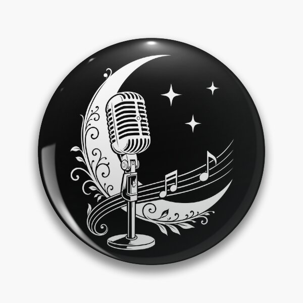 Item preview, Microphone with crescent moon and musical notes Celestial Vintage designed and sold by Christine Krahl.
