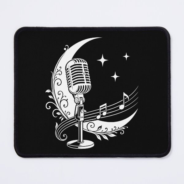 Item preview, Microphone with crescent moon and musical notes Celestial Vintage designed and sold by Christine Krahl.